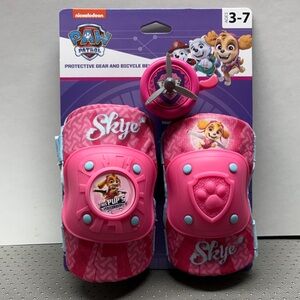 Paw Patrol Pink Skye Gear Set for Kids elbow pads, knee pads and bell